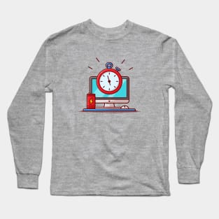 Time Work Cartoon Vector Icon Illustration Long Sleeve T-Shirt